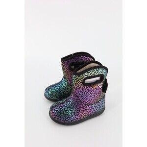 Bogs Kids Size 7 BOGS Ⅱ RNBWL BLK MULT Rainbow Leopard Print Rain Boot
